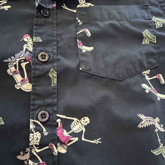 Eighty Eight Blue Short Sleeve Button Down Skateboard Skeleton Theme Size 8 - Picture 4 of 5